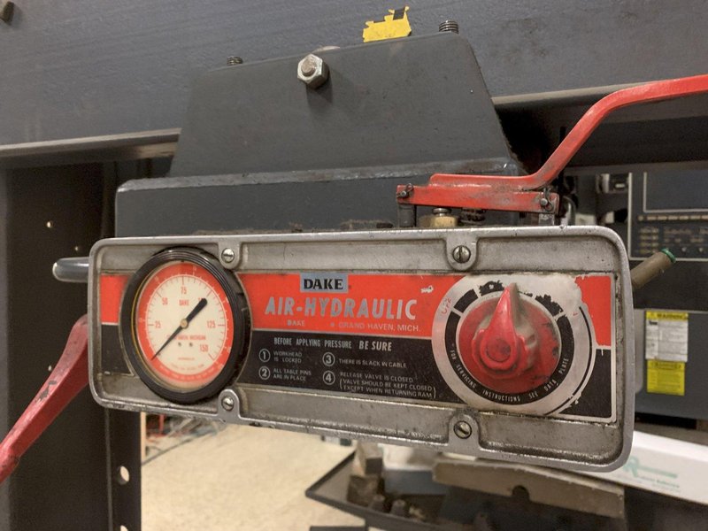 150 Ton DAKE Model 906650 Air Operated Press, S/N 201062 , New 2007.