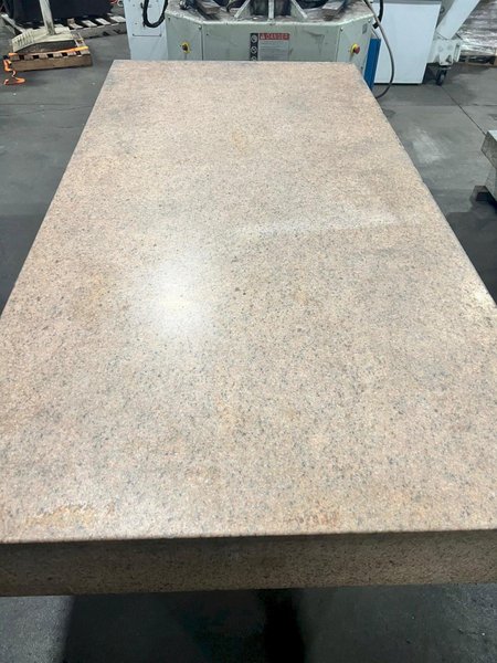 USED STARRETT CRYSTAL PINK 8&#039; X 4&#039; X 10&quot; GRANITE SURFACE PLATE WITH STAND, Stock# 11150
