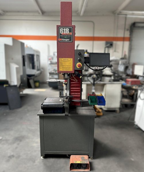 Haeger 618-MSP-He w/ TPS-Tooling Protection System Integrated, Integrated Batch Counter, Robust Hydraulics with in-tank hydraulic filter system, Variable dwell timer for use with hard material, and Adjustable Stroke 10 to 200mm