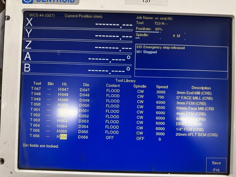 Millport Red Rhino CNC Knee Mill, 2006 – Troyke 5-Axis Rotary, Centroid M400 CNC Controller