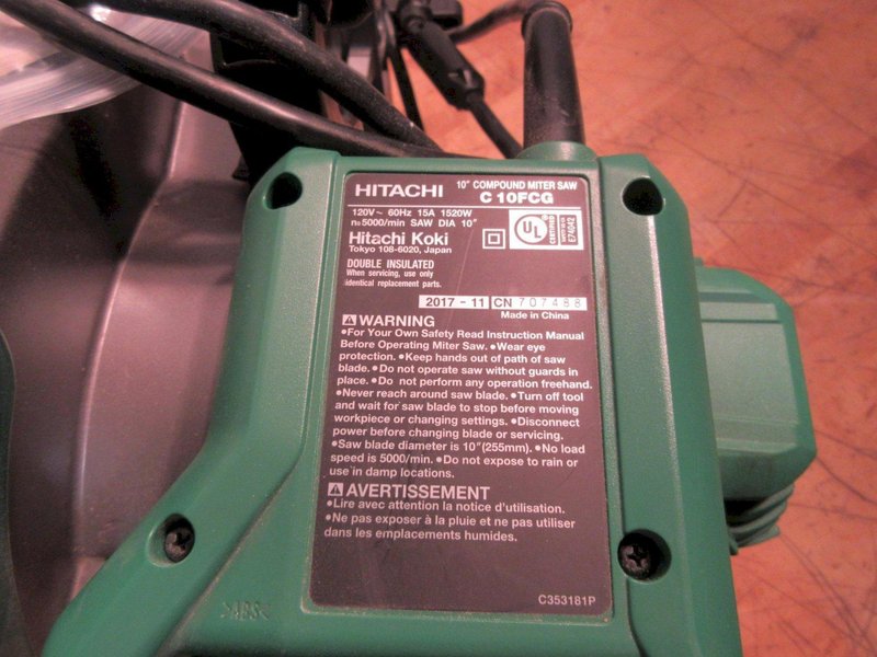 Hitachi C10FCG 10" Compound Miter Saw- Auction Item