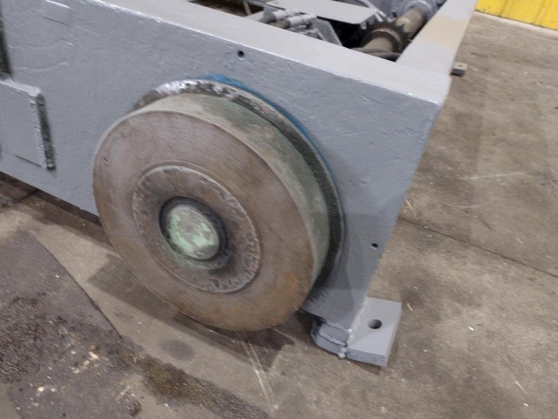 20,000 LBS X 54" X 36" BRANER HYDRAULIC COIL CAR UPENDER WITH POWER FEED CONVEYOR: YOBRO #25238