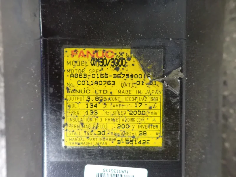 FANUC 3.8 KW SERVO MOTOR   -  AM30/3000 / A06B-0166-B675#00