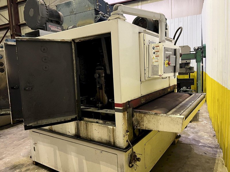 63&quot; MIDWEST AUTOMATION MODEL #N3-6375 3 HEAD WET TYPE BELT DEBURRING GRINDER MACHINE: STOCK 18225