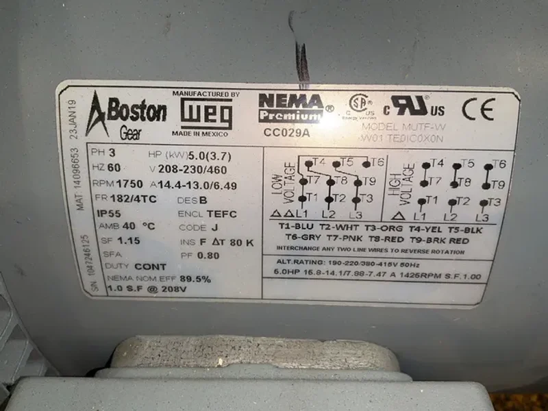 WEG 5 HP MOTOR   -  MUTF-W