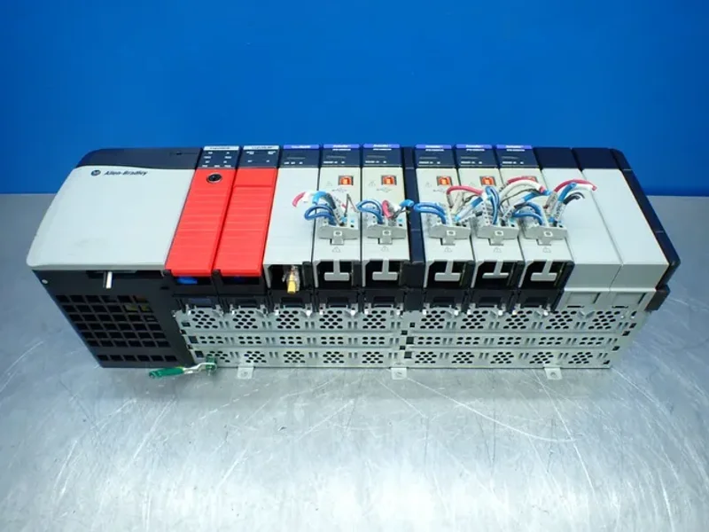ALLEN-BRADLEY 10 SLOT CHASSIS W/PROCESSOR AND I/O MODULES  -  1756-A10