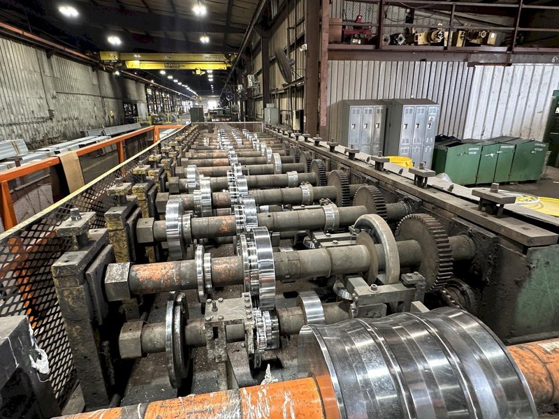 15 STAND  X 3&quot; ARBOR  X 50&quot; PEARSON LOC SEAM ROLL FORMING PANEL MILL. STOCK # 0663325