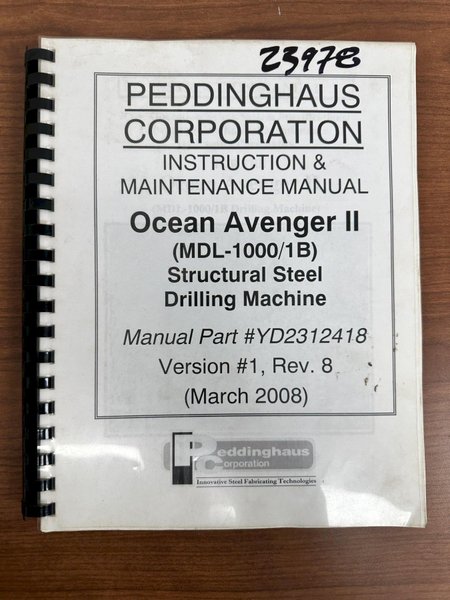 2&quot; X 60&#039; PEDDINGHAUS MODEL #1000/1B OCEAN AVENGER CNC STRUCTURAL BEAM DRILL LINE 2008: YOBRO #23978