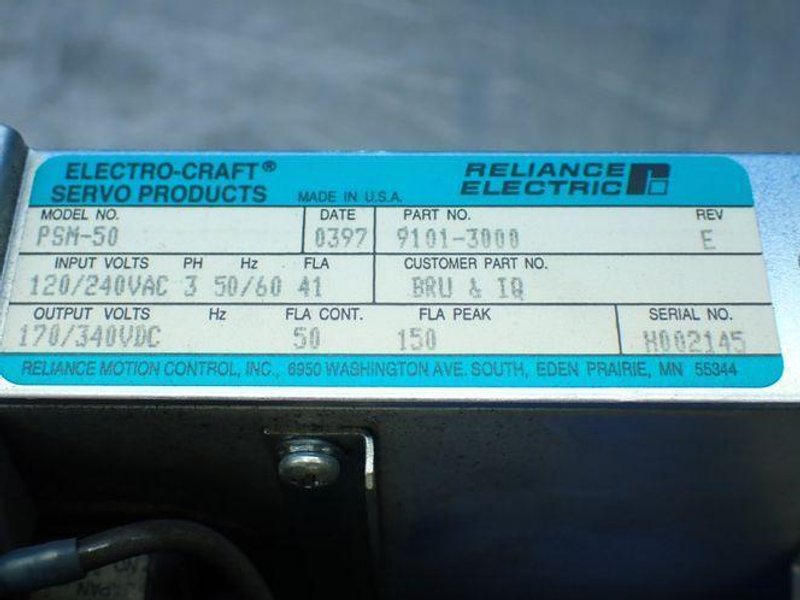 RELIANCE ELECTRIC ELECTRO-CRAFT POWER SUPPLY MODULE  -  9101-3000