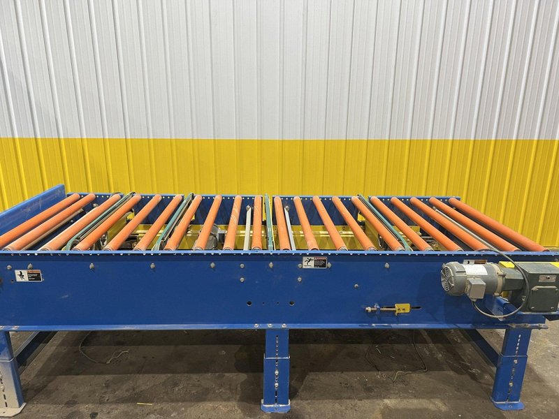 120&quot; X 44&quot; LEWCO POWERED ROLLER CONVEYOR WITH PNEUMATIC TRANSFERS: STOCK #19828