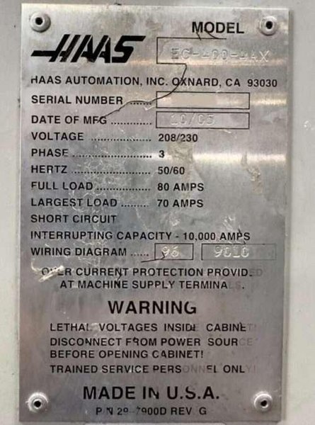 Haas EC-400 Horizontal Machining Center – Mill