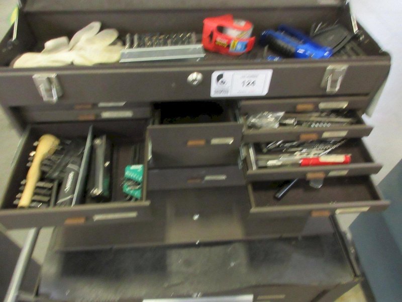 Kennedy 19-Drawer Rolling Tool Chest with Top and Bottom Units, Side Shelf and Contents- Auction Item
