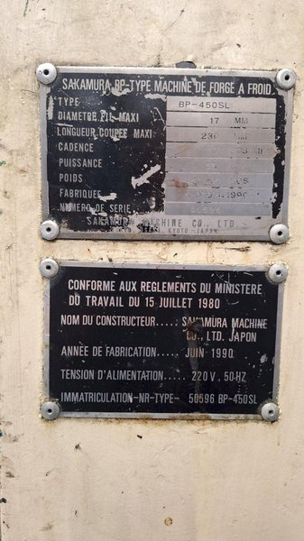 Sakamura Model BP 450 SL 4 Die Long Stroke Progressive Header