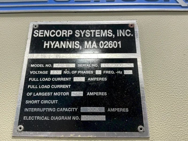 SENCORP SYSTEMS 21”X95” AUTOMATIC INLINE BLISTER SEALER  -  HP12-6E