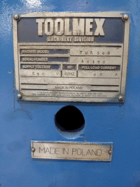 24&quot; X 132&quot; TOOLMEX MODEL #TUR-560 INDUSTRIAL ENGINE LATHE, 3.5&quot; HOLE: STOCK #21266