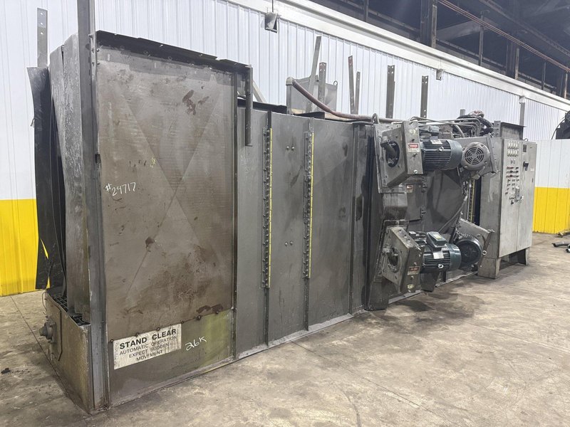 36" x 48" x 8 WHEEL PANGBORN ROTOBLAST PASS THROUGH HANGING CONVEYOR SHOT BLAST MACHINE: YOBRO #24717