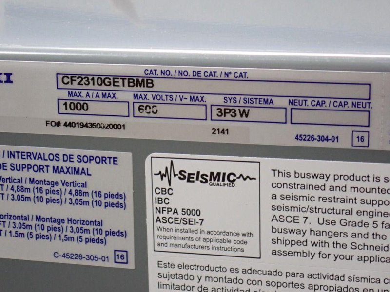 SQUARE D 100 AMP / 600 VAC BUSWAY  -  CF2310GETBMB