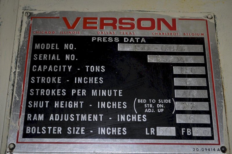 150 TON VERSON GAP PRESS