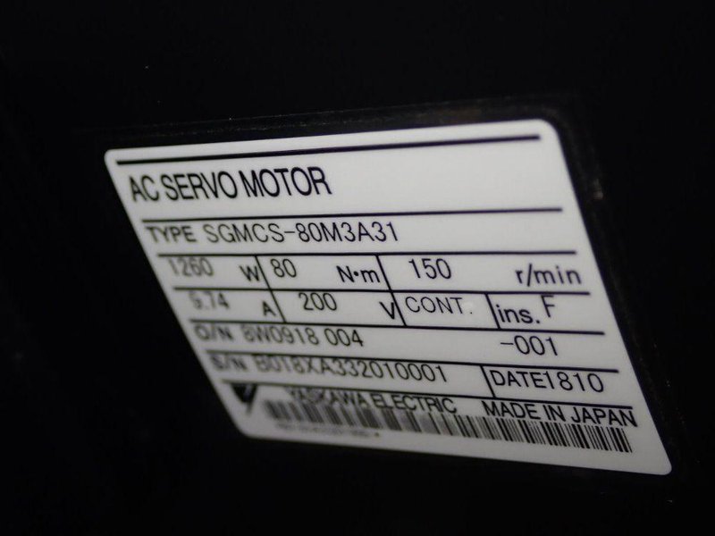 YASKAWA ELECTRIC AC SERVO MOTOR  -  SGMCS-80M3A31