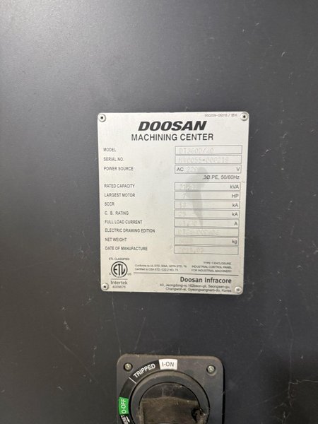 2016 Doosan DT360D/40 Used CNC Vertical Machining Center For Sale