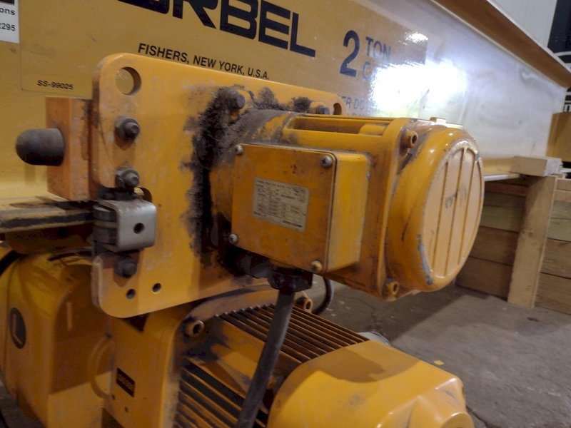 2 TON x 12&#039; GORBEL TENSION STAND JIB CRANE WITH 2 TON HARRINGTON HOIST &amp; POWER TROLLEY: STOCK #18873