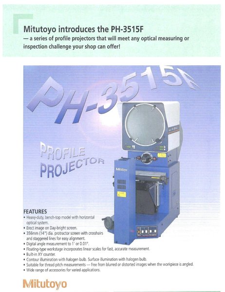 14&quot; MITUTOYO Model PH3515 Bench Model Optical Comparator, S/N 3M0123.