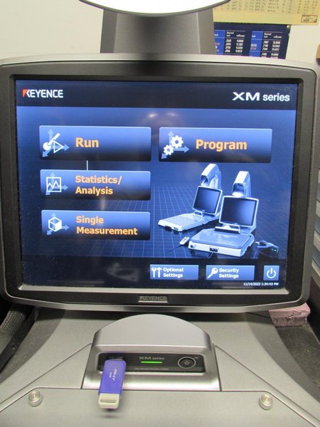 Keyence XM-M1200 Coordinate Measuring System with XM-P1000 Probe, XM-1600 Handheld Controller, XM-S1200 Base and Movable Stage, Software, XM-C1000 Computer Unit and  Monitor Screen