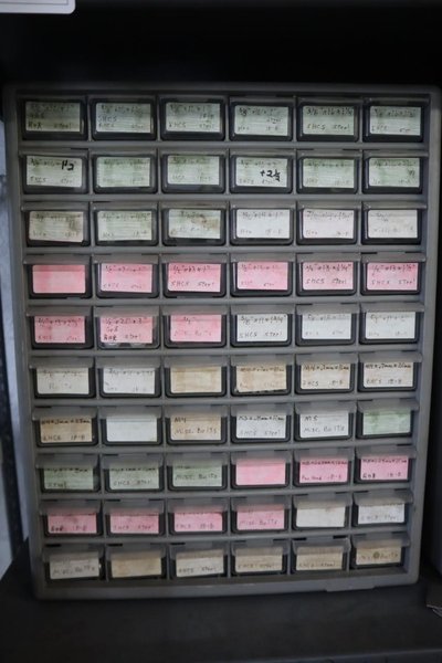 Shelving Unit with (6) Multi-Bin Cabinets with Hardware and Fasteners Contents- Auction Item
