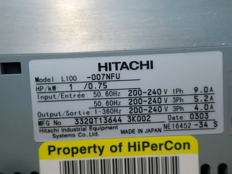 HITACHI VFD  -  L100-007NFU