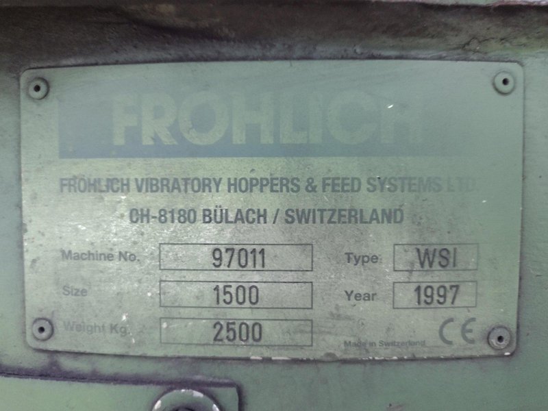 60" DIAMETER FROHLICH VIBRATORY FEEDER BOWL: STOCK #20808