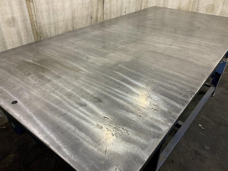 48" X 98" X 1 3/8" THICK CAST IRON SURFACE PLATE WITH STEEL STAND: STOCK #80808