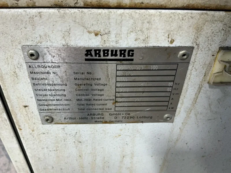 ARBURG 16 KW ALLROUNDER HYDRAULIC INJECTION MOLDER  -  221 KS 350-100