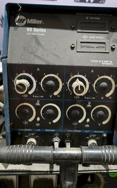 MILLER DELTAWELD 450 ARC WELDER WITH WIRE FEEDER AND CART USED