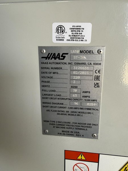 Used 2023 Haas ST-30L CNC Lathe For Sale with Live Tooling