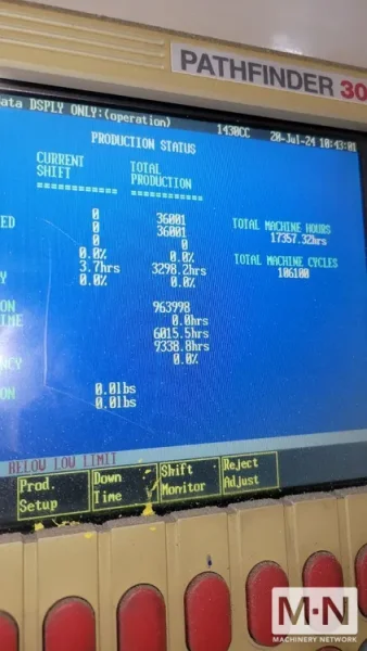 1430 TON 363 OZ VAN DORN MODEL 1430CC17000 INJECTION MOLDING MACHINE MFG 2002