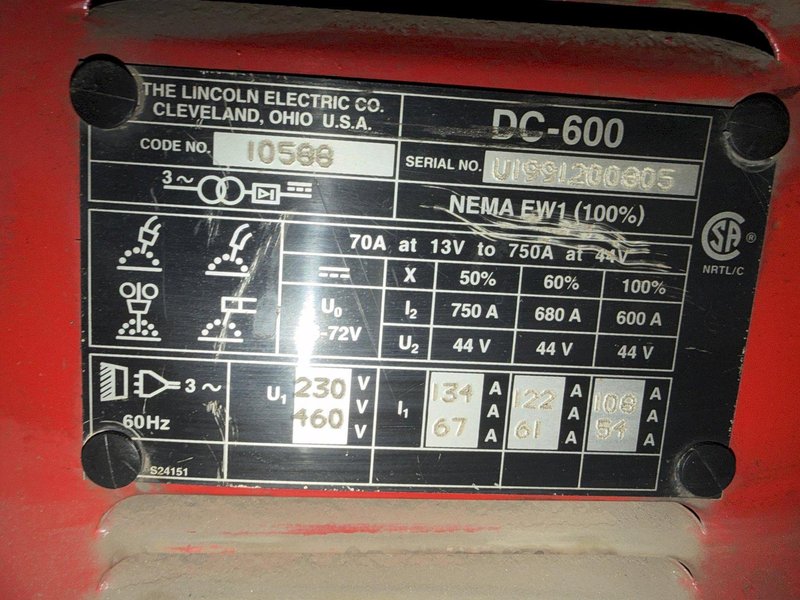 LINCOLN ELECTRIC DC-600 IDEALARC DC ARC WELDER: YOBRO #24625