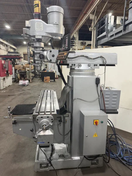 USED SHARP 10" X 54" HEAVY-DUTY KNEE MILL MODEL TMV-K-N WITH 3-AXIS READOUT