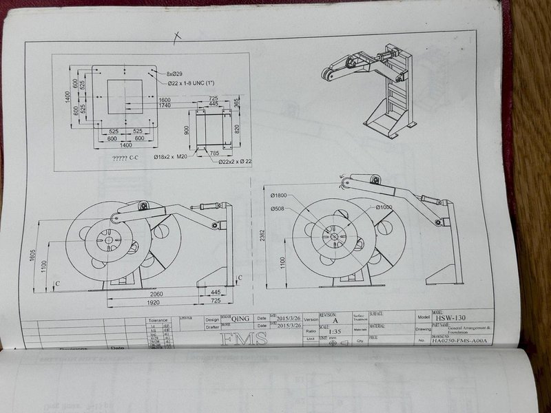 10,000 LBS FMS (FREEDOM MILL SYSTEMS) MODEL #UCD-550 DOUBLE END UNCOILER / COIL REEL: YOBRO #24900