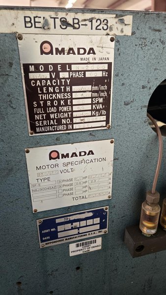 78&quot; X .250&quot; AMADA M–2060 MECHANCIAL SQUARING SHEAR. STOCK # 1001225