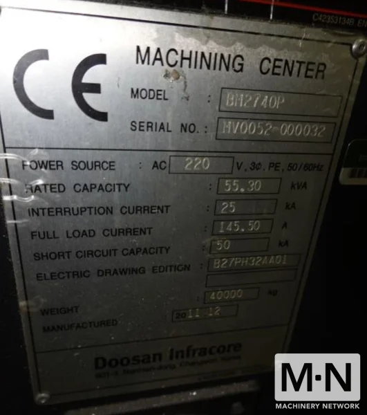 Doosan BM 2740P High Speed CNC Bridge Mill