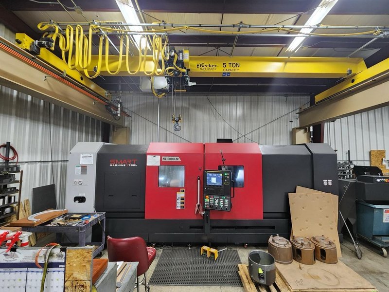 Smart NL6000LM CNC Lathe, 2023 – 24″ Chuck, Live Tooling, Tailstock, Steady Rest, Box Ways, Chip Conveyor