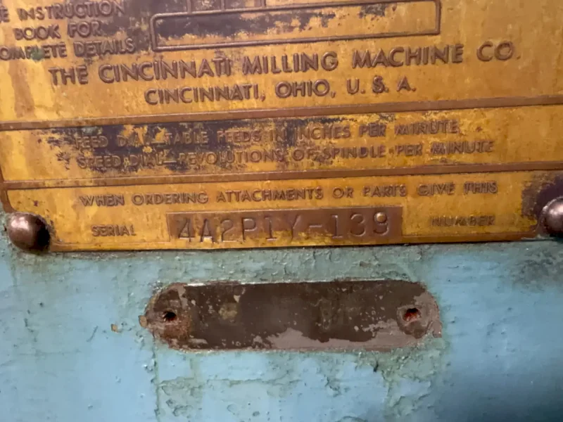 CINCINNATI 12”X52” TABLE HORIZONTAL MILL  -  NO. 2