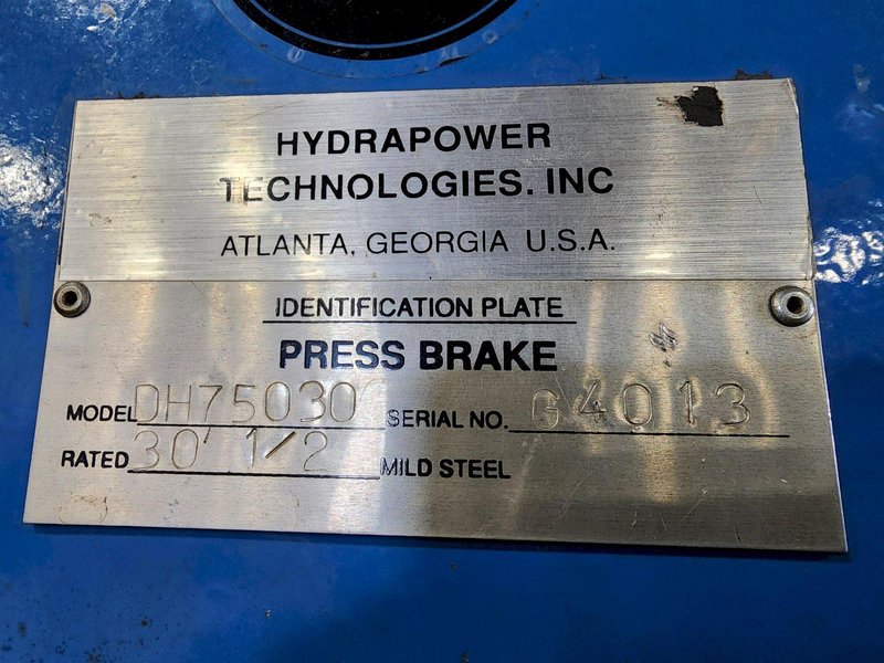 750 TON X 30' HYDRAPOWER MODEL #DH75030 HYDRAULIC PRESS BRAKE: STOCK #22484