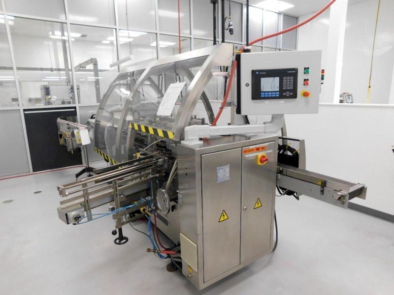 IWKA Fabrima Semi-Automatic Continuous-Motion Vertical Cartoner, Model VP-120, 2005 – Allen Bradley PanelView 600 Control – 8″ Centers, 2005
