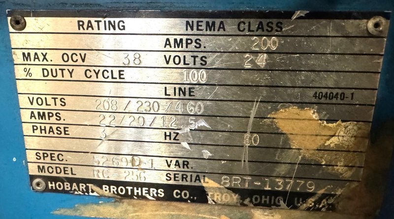 200 Amp Hobart Welder RC-256, Hobart 27 Wire Feeder, Low Price