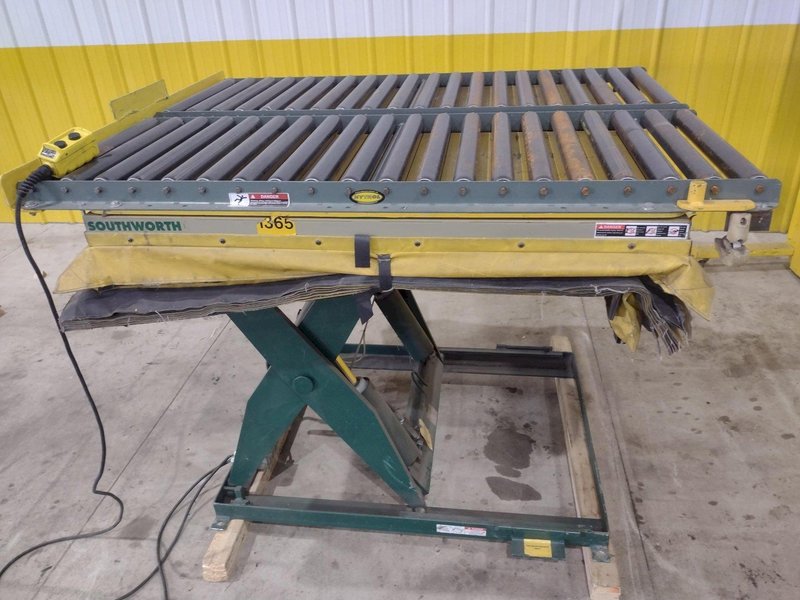 60" X 48" X 3500 LB SOUTHWORTH MODEL #LS4-36 DOUBLE ROLLER TOP LIFT TABLE, 110V SINGLE PHASE: STOCK #20929