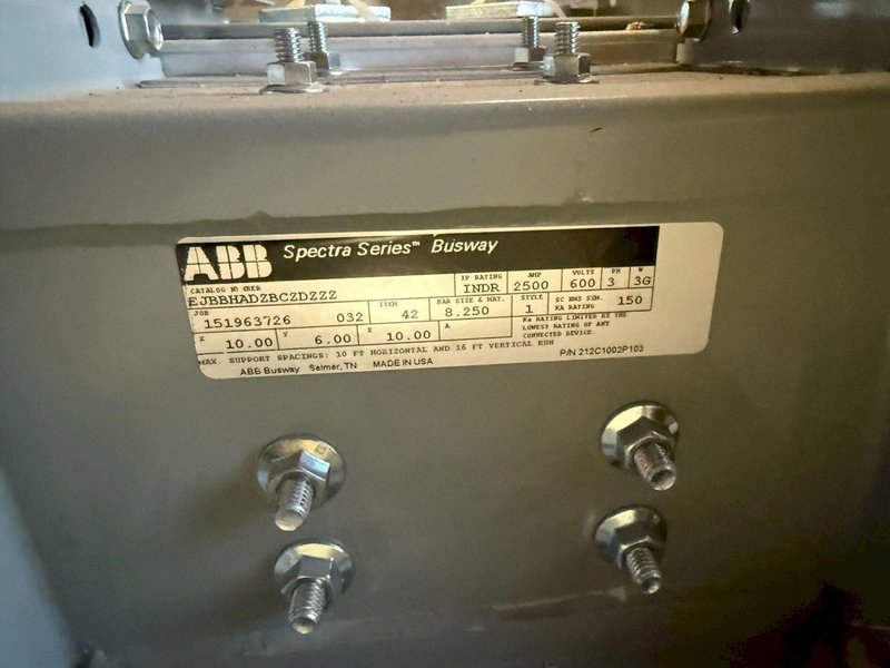 ABB 2500A Spectra Series INDOOR Copper Flat Offset (Down) 600V, 3PH, 3G, NEW