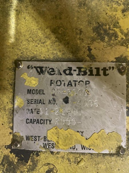 2,000 LBS X 36” X 36” WELD-BILT POWERED COIL FLIPPER UPENDER: YOBRO #24850