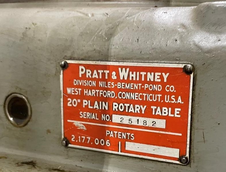 20&quot; PRATT &amp; WHITNEY ROTARY TABLE