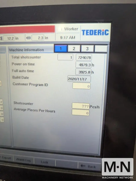 176 TON 9.1 OZ TEDERIC MODEL D160 INJECTION MOLDING MACHINE MFG 2020